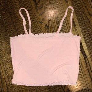 Pink Lettuce Leaf Crop Tank Top